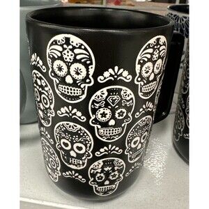 Better Living Mug Skull Skeleton Halloween Black Ceramic 16oz New